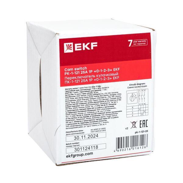  Переключатель кулачковый ПК-1-121 1п 25А "0-1-2-3" EKF pk-1-121-25 фото в каталоге от BTSprom.by