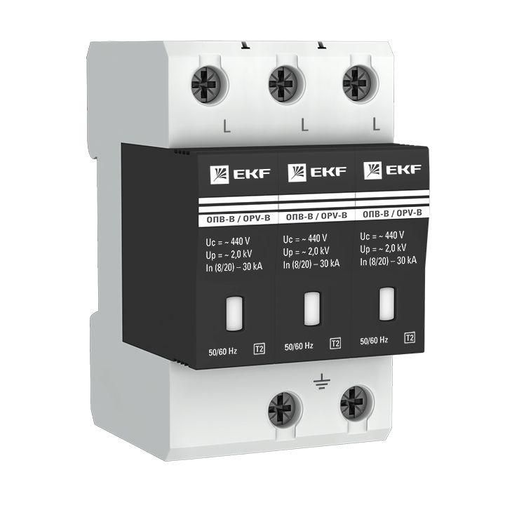ограничитель перенапряжения имп. опв-в/3p in 30ка 400в ekf opv-b3 от BTSprom.by