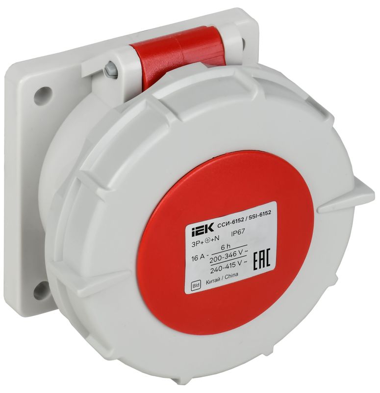 розетка встраиваемая прямая сси-6152 16а 5п 3p+pe+n 6ч 380в ip67 iek psr62-016-5-0-67 от BTSprom.by