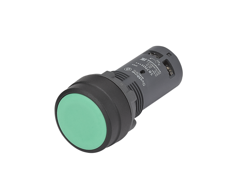 кнопка моноблочная sb7 22мм с фиксацией пластик 1но ip65 зел. se sb7nh31 от BTSprom.by