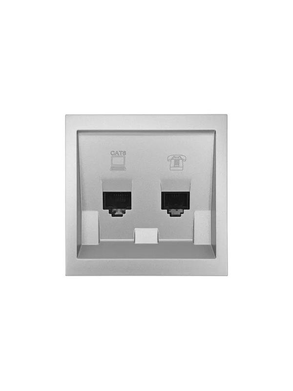 розетка компьютер+телефон сп zima ip20 с модулем cat 6 сер. матов. lezard 704-7488-144 от BTSprom.by