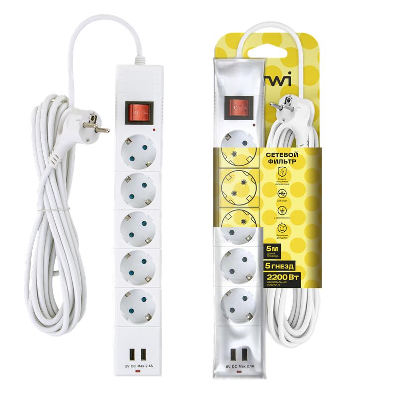 фильтр сетевой 5х5м с/з со шторками пвс 3 ip075 2usb 2200вт 10а бел. duwi 32588 8 от BTSprom.by