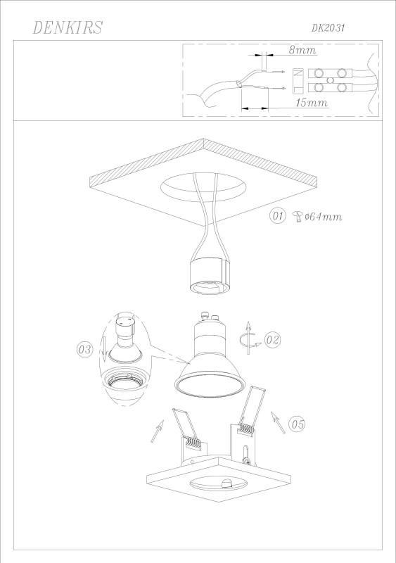  Светильник встраиваемый IP20 50Вт GU10 черн. алюм. DENKIRS DK2031-BK фото в каталоге от BTSprom.by
