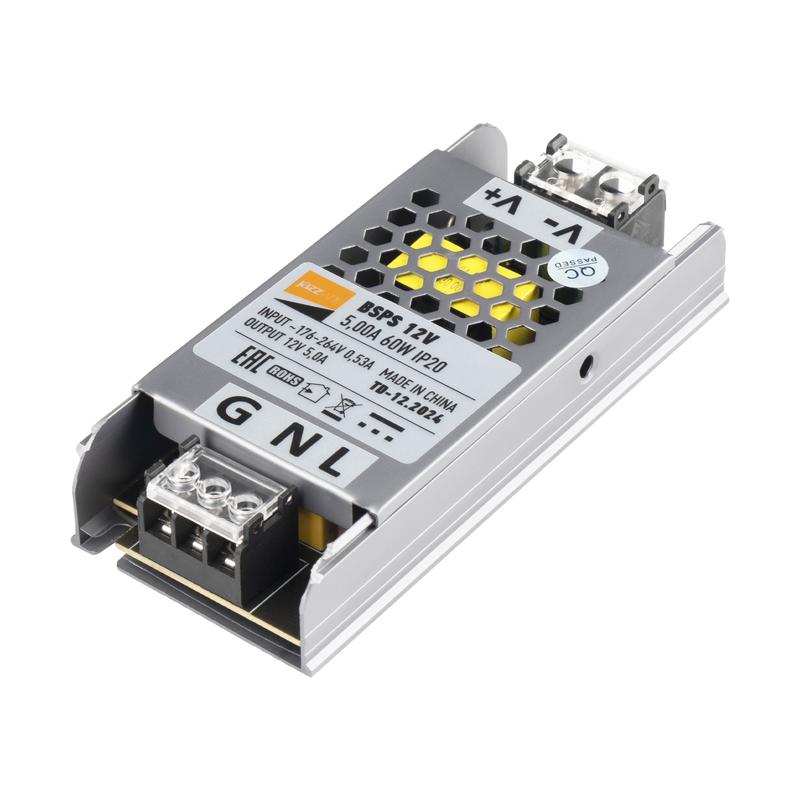  Блок питания для светодиодной ленты 60Вт 5А 12В IP20 BSPS метал. JazzWay 5024328 фото в каталоге от BTSprom.by