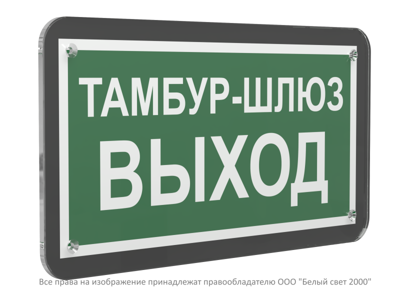 знак безопасности ps-33186-black.e42 "тамбур-шлюз выход" белый свет a32985 от BTSprom.by