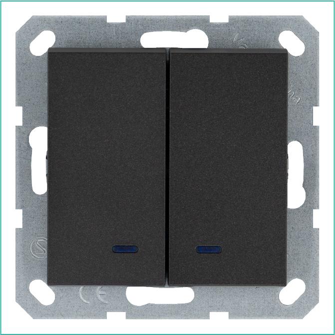выключатель 2-кл. 10а ip20 с подсветкой механизм антрацит jasmart g3023nb от BTSprom.by