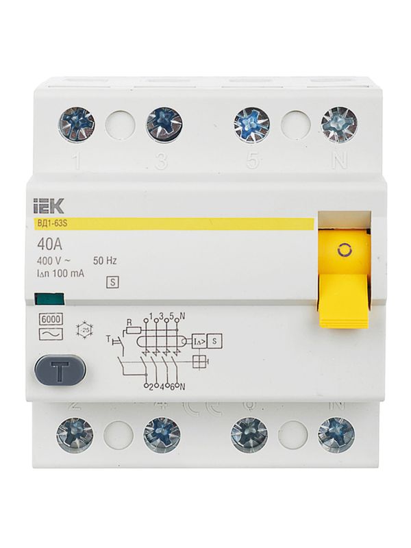  Выключатель дифференциального тока (УЗО) 4п 40А 100мА тип ACS ВД1-63S KARAT IEK MDV12-4-040-100 фото в каталоге от BTSprom.by