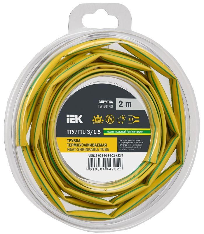 трубка термоусадочная тту нг-ls 3/1.5 желт./зел. (уп.2м) iek udr12-003-d15-002-k52-t от BTSprom.by