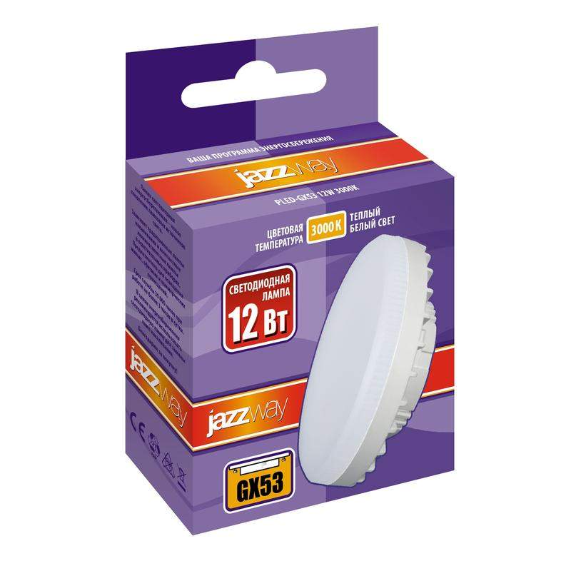 Лампа светодиодная PLED-GX53 12Вт таблетка матовая 3000К тепл. бел. GX53 980лм 230В JazzWay 1029102 фото в каталоге от BTSprom.by