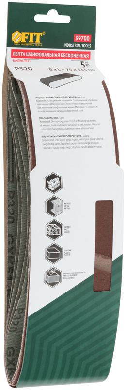  Лента шлифовальная бесконечные водостойкие на тканевой основе (уп.5шт) 75х533мм Р 320 FIT 39700 фото в каталоге от BTSprom.by