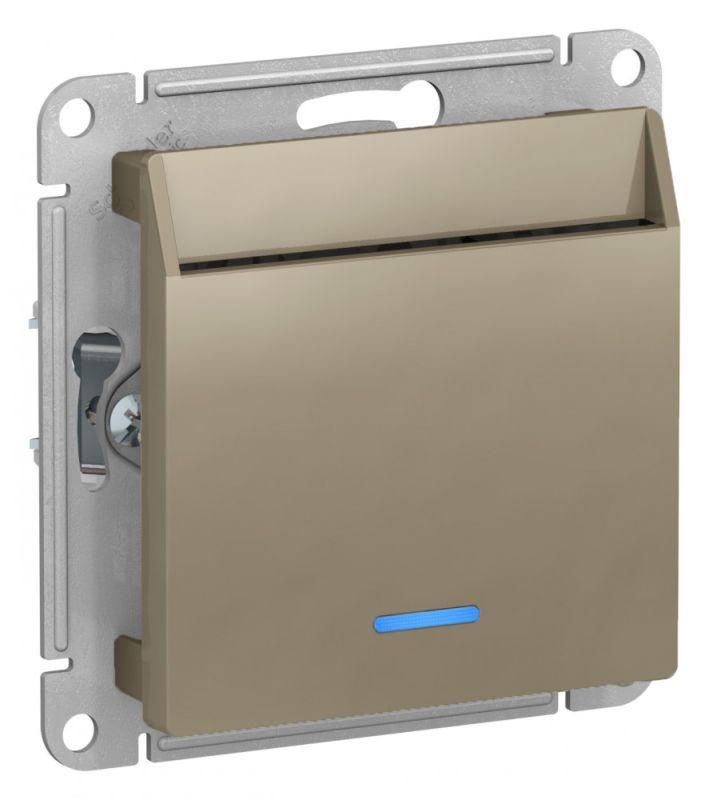  Выключатель карточный 2мод. СП AtlasDesign 10А IP20 без задержки времени механизм шампань SE ATN000567 фото в каталоге от BTSprom.by