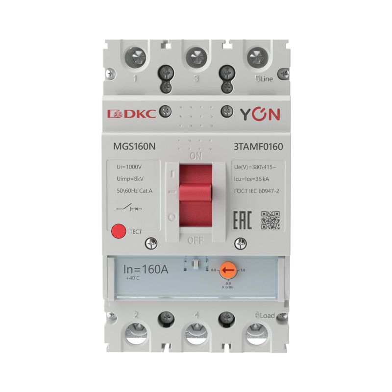  Выключатель автоматический в литом корпусе YON MGS160 3P 128-160А 36кА YON MGS160N-3TAMF0160 фото в каталоге от BTSprom.by
