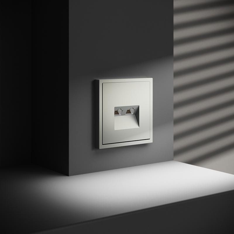  Розетка компьютерная 2-м СП S70 RJ45 + RJ45 кат.6 механизм сталь Voltum VLS060205 фото в каталоге от BTSprom.by