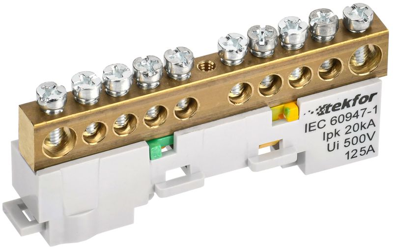 шина pe "земля" неизол. на универс. держ. 8х12-10-ж tekfor iek tf-nn20-10-dl-k05 от BTSprom.by