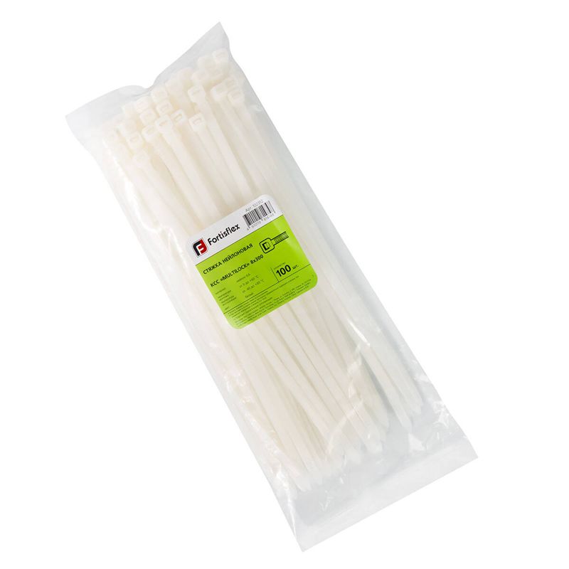 хомут нейлоновый ксс multilock 8х300 бел. (уп.100шт) fortisflex 102312 от BTSprom.by