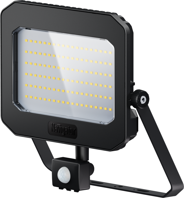 прожектор светодиодный 95 202 nfl-05-100-4k-bl-d110-snr-led 100вт 4000к ip65 12500лм с ик датчиком движения черн. navigator 95202 от BTSprom.by
