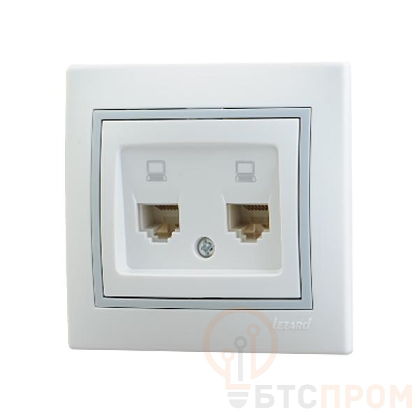 Розетка компьютерная 2-м СП Mira RJ45 16А IP20 с сер. вставкой бел. LEZARD 701-0215-141 фото в каталоге от BTSprom.by  Розетка компьютерная 2-м СП Mira RJ45 16А IP20 с сер. вставкой бел. LEZARD 701-0215-141 фото в каталоге от BTSprom.by