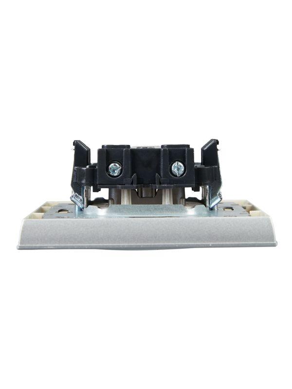  Розетка СП BRITE РСР10-1-0-БрА 10А в сборе без заземл. без защ. шторок алюм. IEK BR-R10-10-K47-F фото в каталоге от BTSprom.by