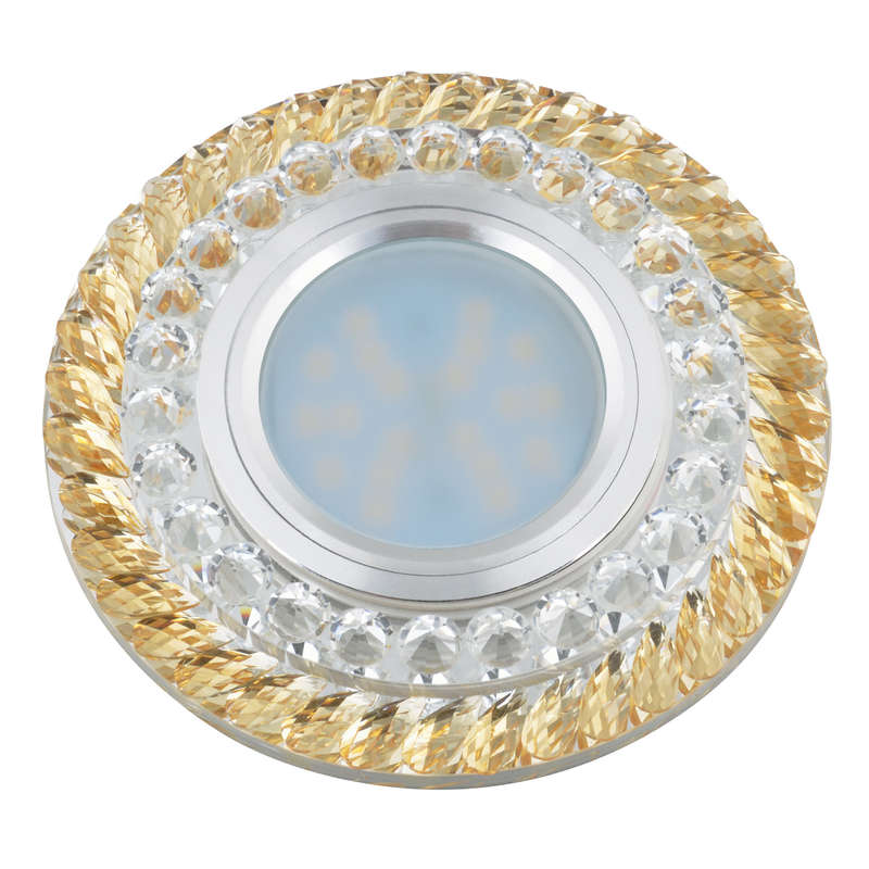 светильник декоративный luciole dls-l132 gu5.3 chrome/gold gu5.3 встраив. доп. светодиод. подсветка 3вт без лампы основание метал. хром отделка стекло зол. fametto ul-00002718 от BTSprom.by