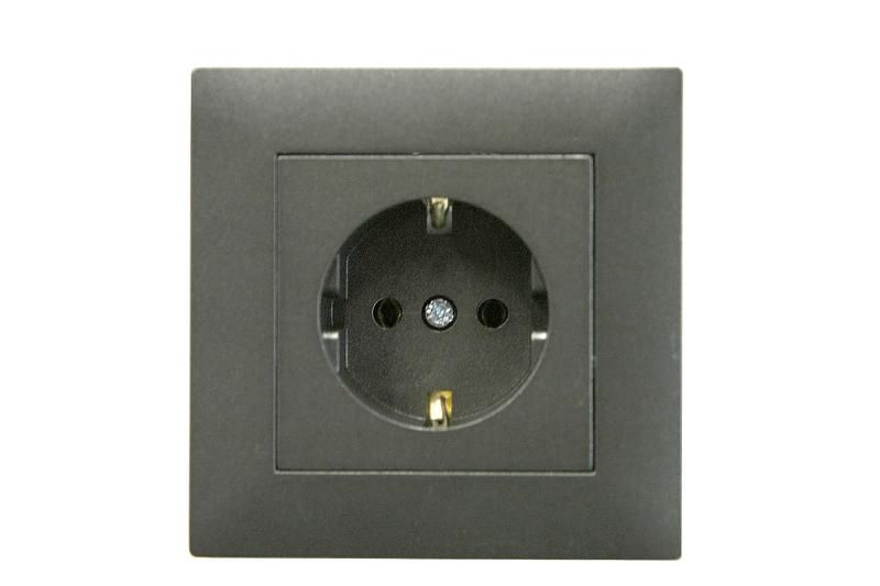 розетка 1-м karea rizz star с заземл. дым. металлик makel 88050028 от BTSprom.by