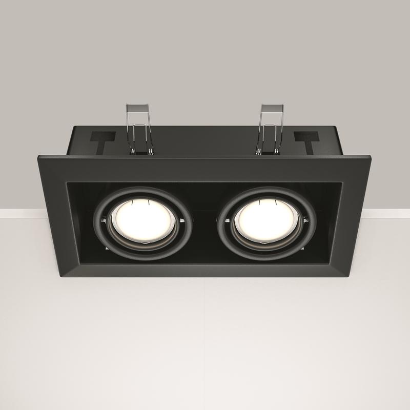  Светильник встраиваемый Metal Modern GU10 2x10Вт Maytoni DL008-2-02-B фото в каталоге от BTSprom.by