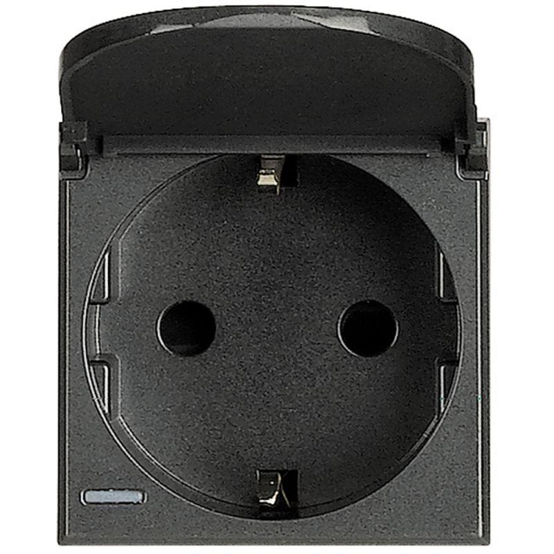 розетка 1-м сп 2мод. axolute 16а ip20 250в 2p+e с боков. заземл. schuko экранир. контакты с крышкой немецк. стандарт безвинт. клеммы антрацит leg btc hs4141pw от BTSprom.by