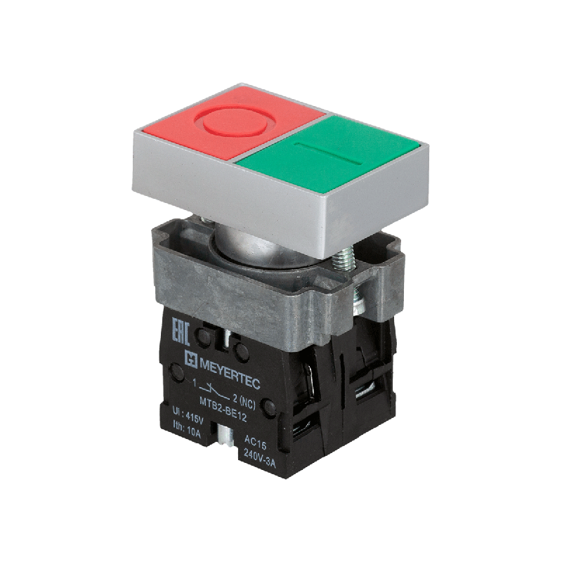 кнопка двойная красн./зел. 1no+1nc плоский толкатель мет. mtb2-blz1583 овен 58201 от BTSprom.by