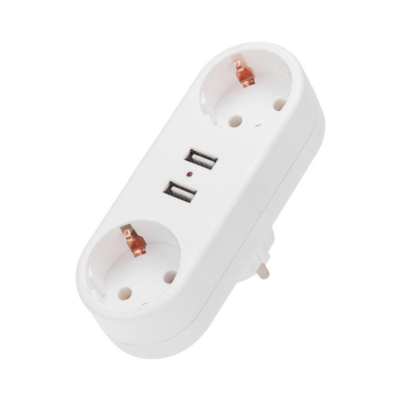 двойник электрический линейный 16а с/з+2 usb-порта 2.4а бел. rexant 11-1090 от BTSprom.by