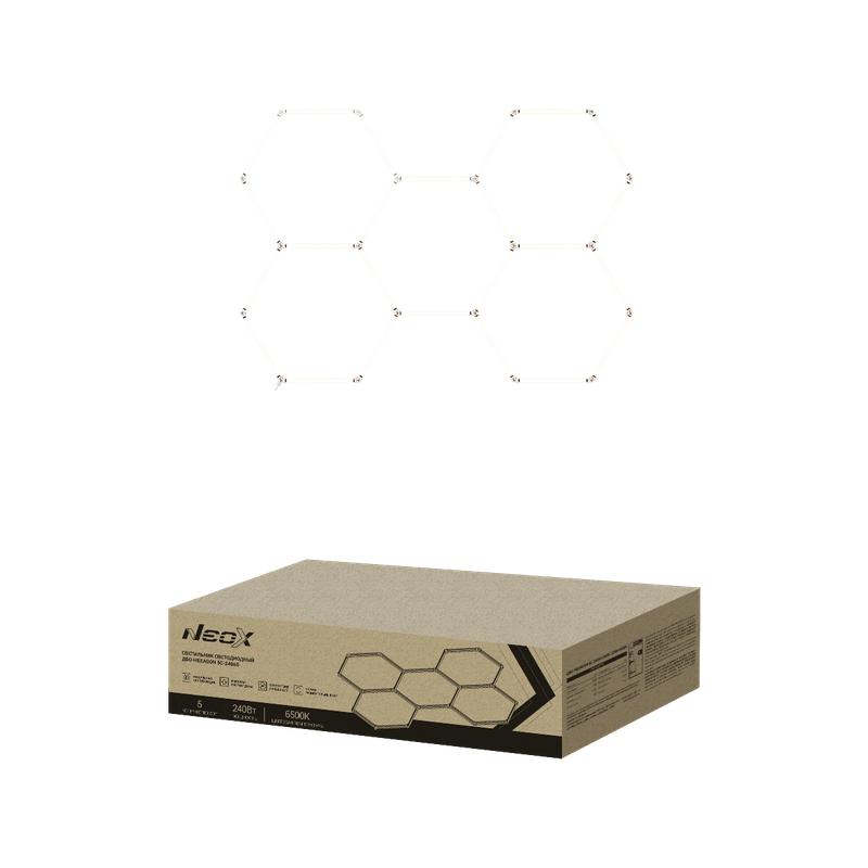 светильник светодиодный дбо-hexagon 5с-24065 240вт 6500к 230в 1628х2380мм 5 сот 0.5м шнур с вилкой neox 4690612066622 от BTSprom.by