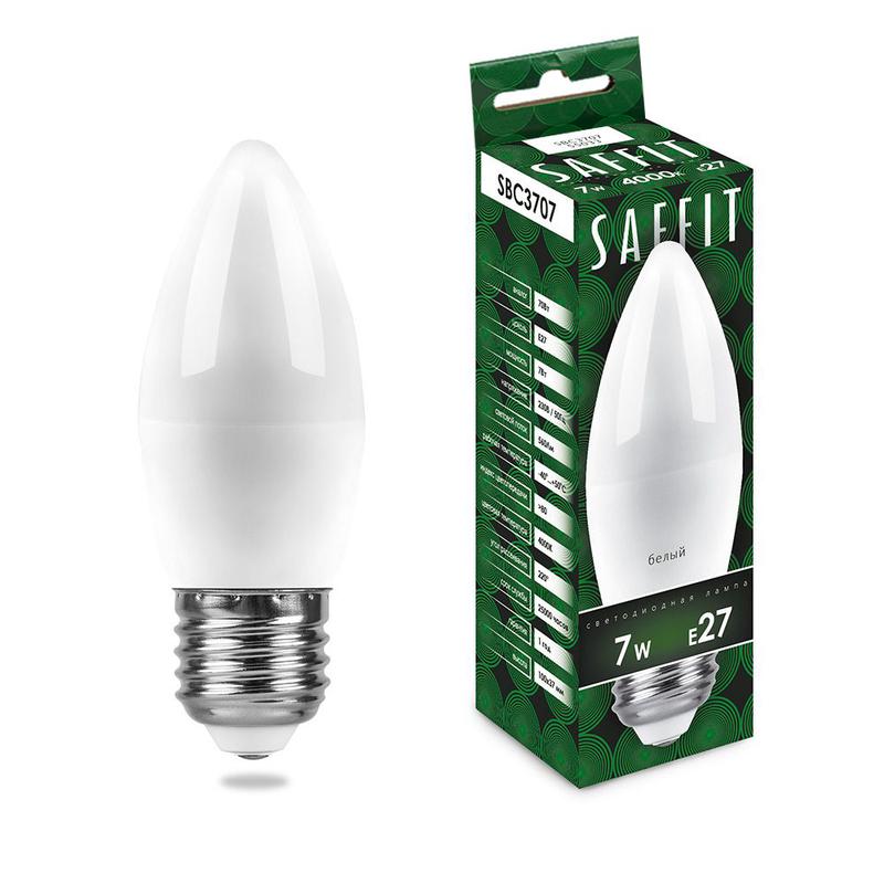 лампа светодиодная 7вт 230в e27 4000к c37 sbc3707 saffit 55033 от BTSprom.by