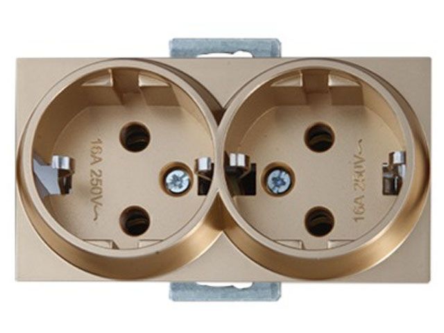 розетка 2-ая (скрытая, с/з) золото, rita, mutlusan (16 a, 250 v, ip 20) 2200 202 0280 от BTSprom.by