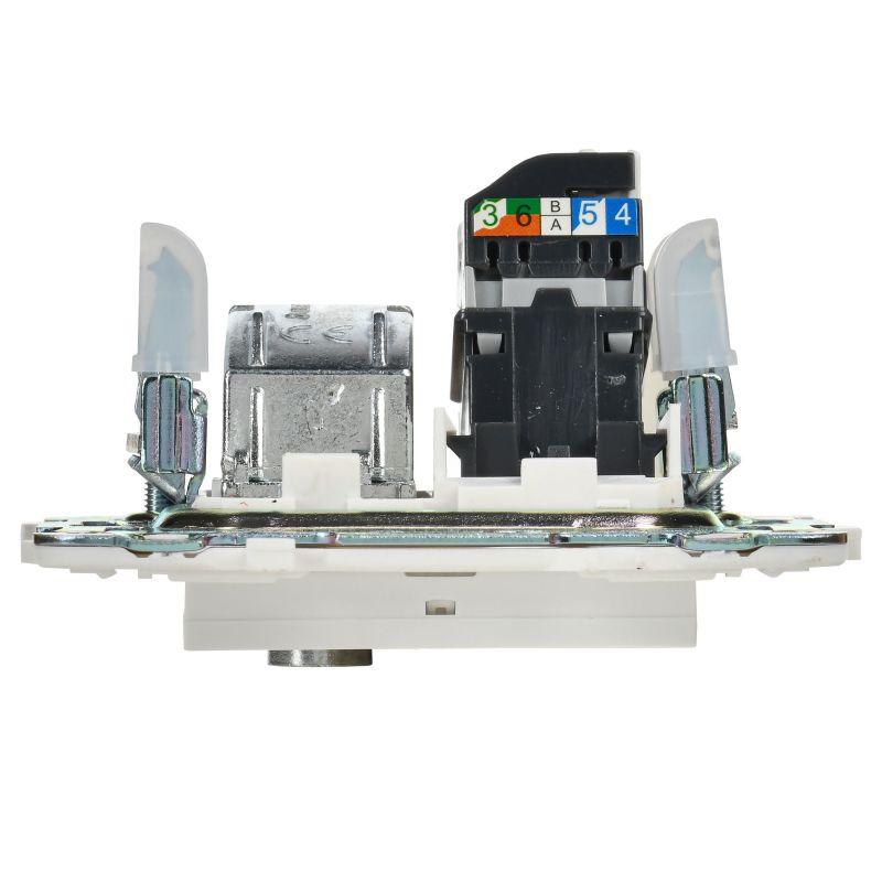  Розетка двойная TV+RJ45 кат.5E SKANDY SK-A14W арктич. бел. IEK SK-AK20-1-K01 фото в каталоге от BTSprom.by