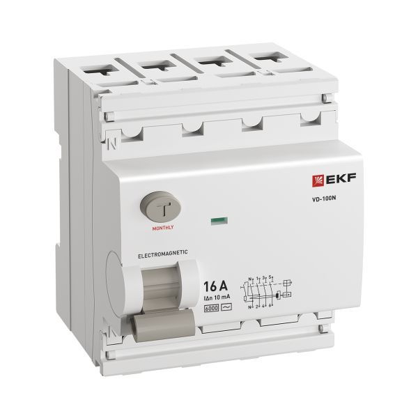  Выключатель дифференциального тока 4п 16А 10мА тип AC 6кА ВД-100N электромех. PROxima EKF E1046M1610 фото в каталоге от BTSprom.by