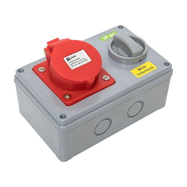  Розетка 1415 3Р+РЕ+N 16А 380В IP44 с блокировкой и выкл. EKF ps-1415-16-380 фото в каталоге от BTSprom.by