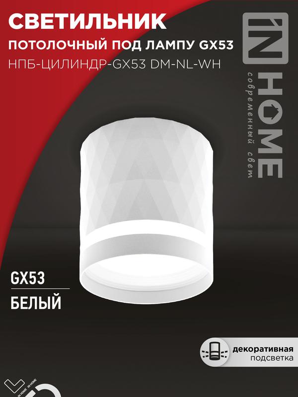 светильник нпб-цилиндр-gх53 dm-nl-wh 82х80мм потолочн. с подсветкой бел. in home 4690612052137 от BTSprom.by светильник нпб-цилиндр-gх53 dm-nl-wh 82х80мм потолочн. с подсветкой бел. in home 4690612052137 от BTSprom.by