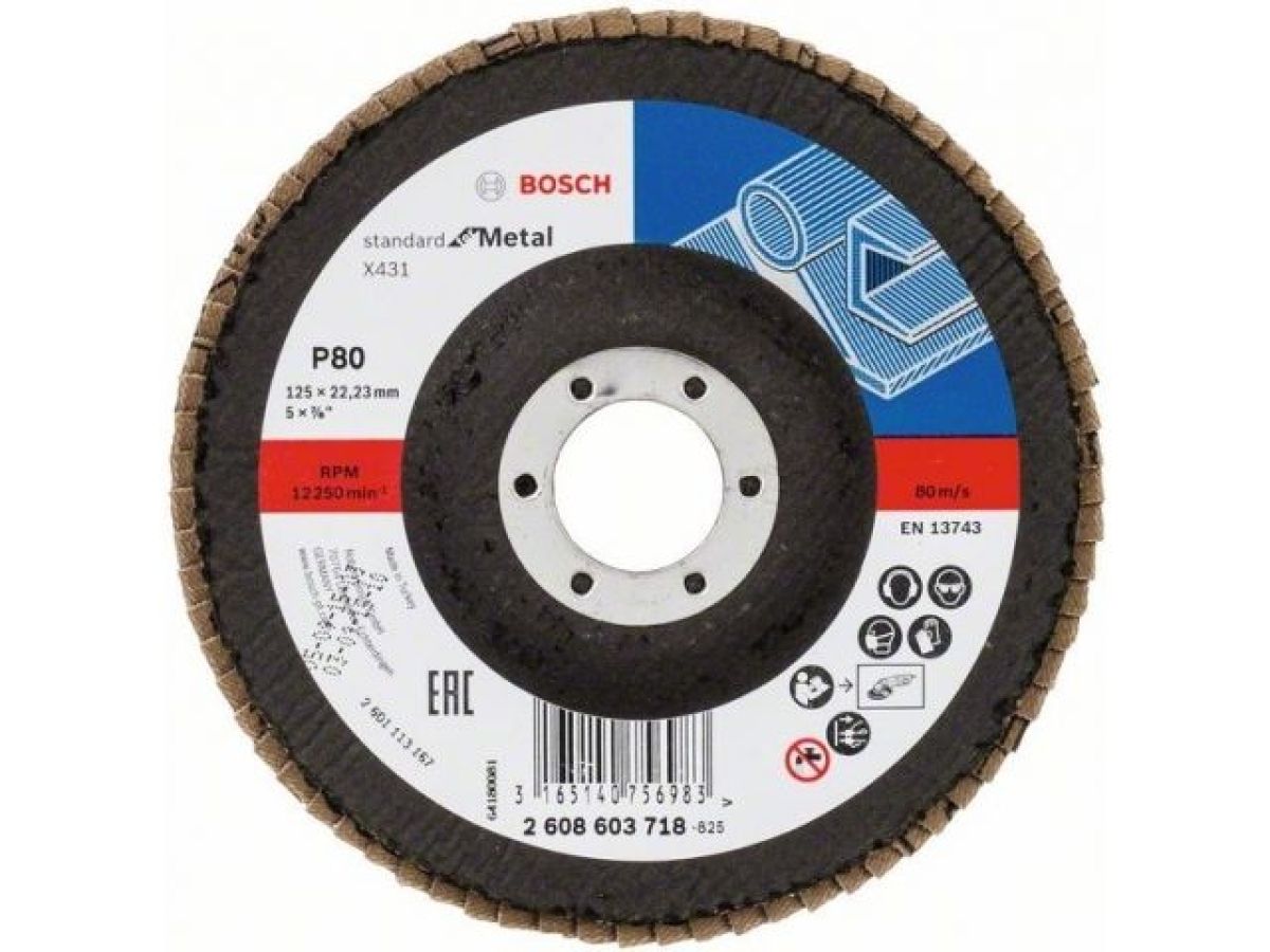 круг лепестковый 125х22.2 мм k80 плоский standard for metal bosch 2608603718 от BTSprom.by