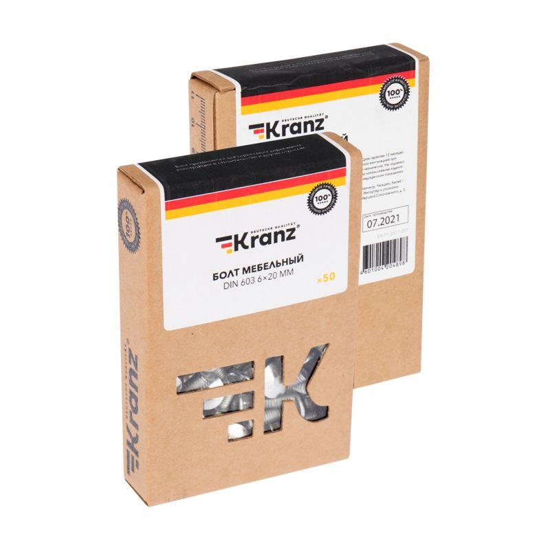  Болт мебельный 6х20 DIN 603 (уп.50шт) Kranz KR-01-3511-007 фото в каталоге от BTSprom.by