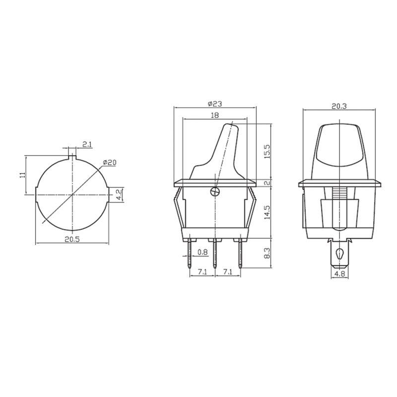  Выключатель клавишный круглый 250В 6А (3с) ON-OFF желт. Rexant 36-2602 фото в каталоге от BTSprom.by