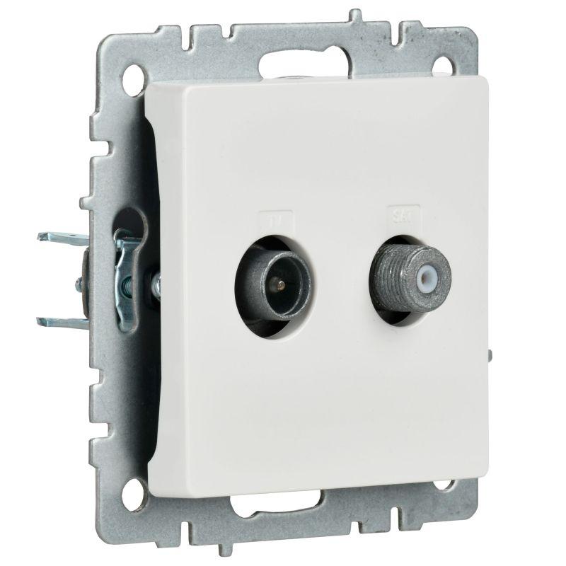  Розетка телевизионная TV/SAT 2-м Brite РТВ/РСп12-БрБ бел. IEK BR-AF20-O-K01 фото в каталоге от BTSprom.by