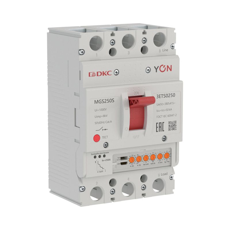 выключатель автоматический 3п 100-250а 50ка mgs250s с электронным расцепителем ets в литом корпусе yon mgs250s-3ets0250 от BTSprom.by