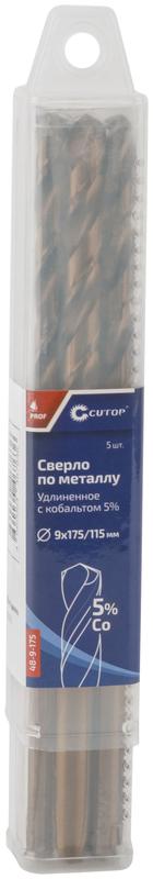  Сверло по металлу удлиненное Profi с кобальтом 5% 9х175мм (уп.5шт) Cutop 48-9-175 фото в каталоге от BTSprom.by