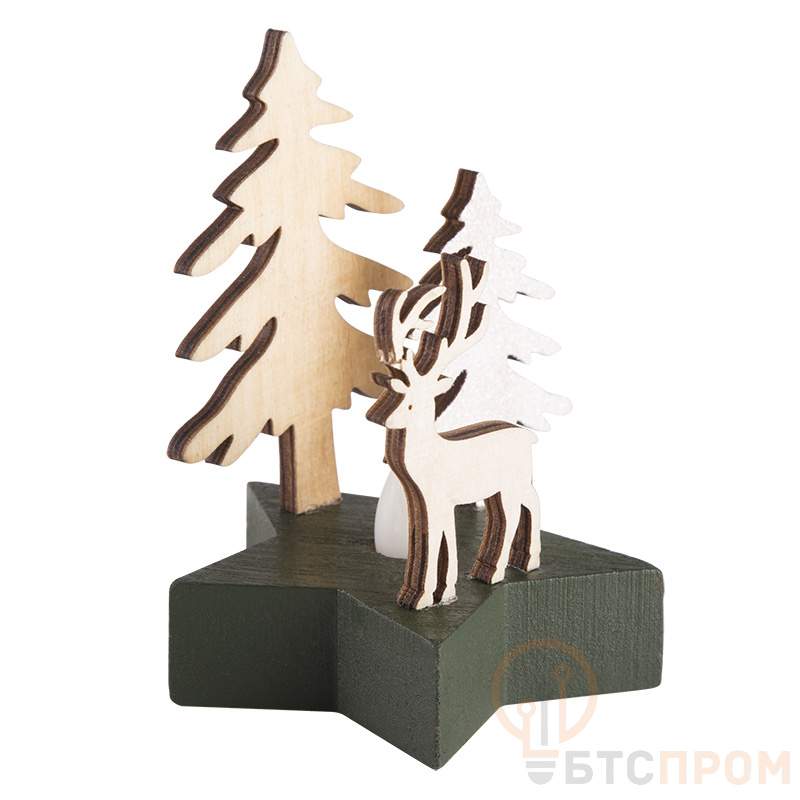  Деревянная фигурка с подсветкой Олень в лесу 9х8х10 см фото в каталоге от BTSprom.by