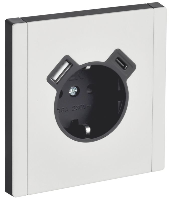 розетка 1-м сп forte&piano fp247m 16а ip20 usb a+c 18вт с заземл. защ. шторки винтовое крепление бел. iek fp-r14-16-u22-018-m-k01 от BTSprom.by