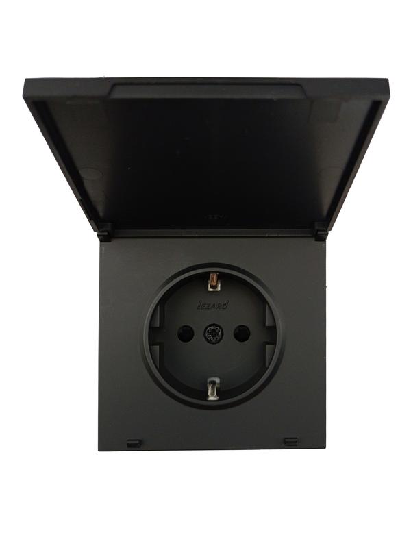 розетка 1-м сп zima 16а ip44 с заземл. с крышкой пбт безвинтовой зажим/клемма механизм черн. lezard 704-4288-123bpch от BTSprom.by