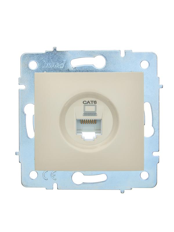 розетка компьютерная 1-м сп asti ip20 rj45 механизм cat 6e крем. lezard 7081-0388-140 от BTSprom.by