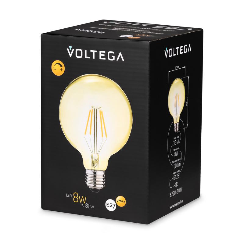 Лампа светодиодная филаментная Loft 271 G125 8Вт 2700К E27 DIM Voltega 8511 фото в каталоге от BTSprom.by
