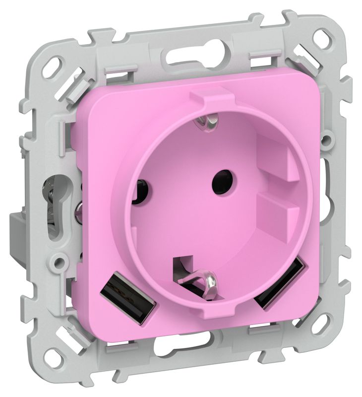 розетка 1-м сп flite рсюша11-1-флпр 16а с usb a+a 3.1а с заземл. с защ. шторками безвинтовое крепление механизм пурпур. iek fi-r14-16-1-u21-d31-k99 от BTSprom.by