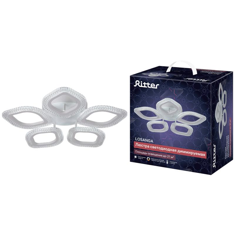 люстра потолочная светодиодная диммируемая losanga с ду 3 режима 535х75 68вт 21кв.м бел. ritter 52925 9 от BTSprom.by