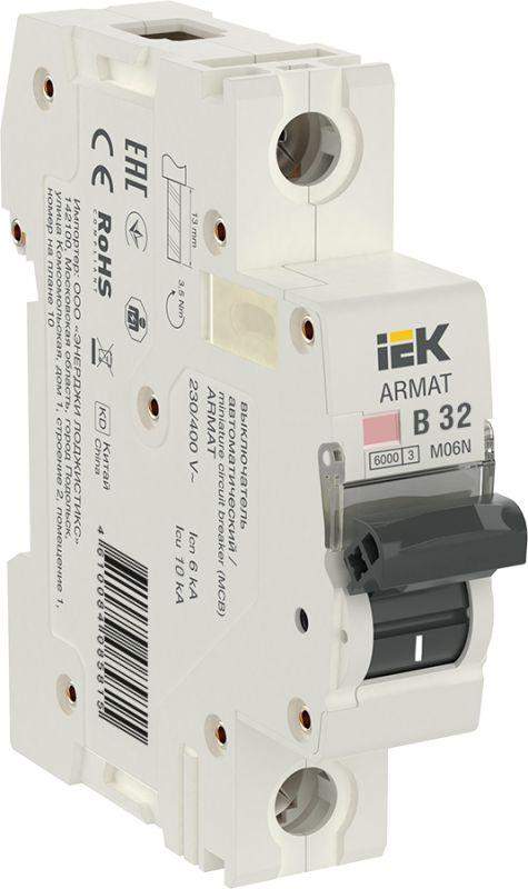выключатель автоматический модульный 1п b 32а m06n armat iek ar-m06n-1-b032 от BTSprom.by