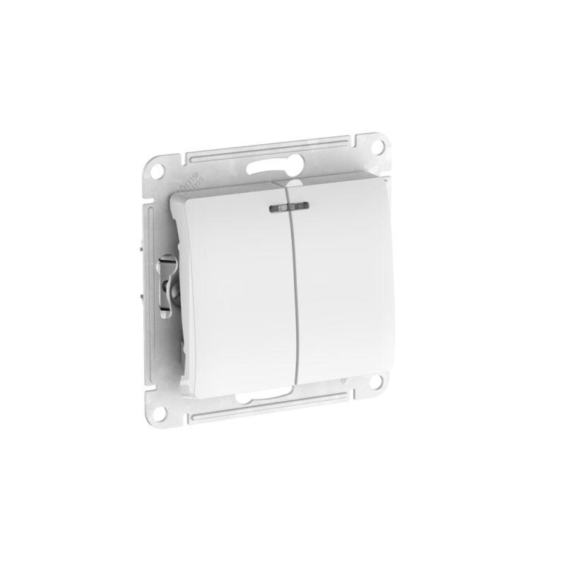  Выключатель 2-кл. Glossa (сх. 5а) 10AX с подсветкой быстрозажим. клем. механизм бел. SE GSL000153S фото в каталоге от BTSprom.by